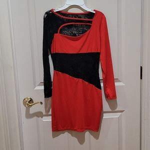 RED and black Bodycon mini dress sz medium